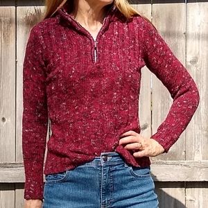 Liz Claiborne 1/4 Zip Burgundy Sweater